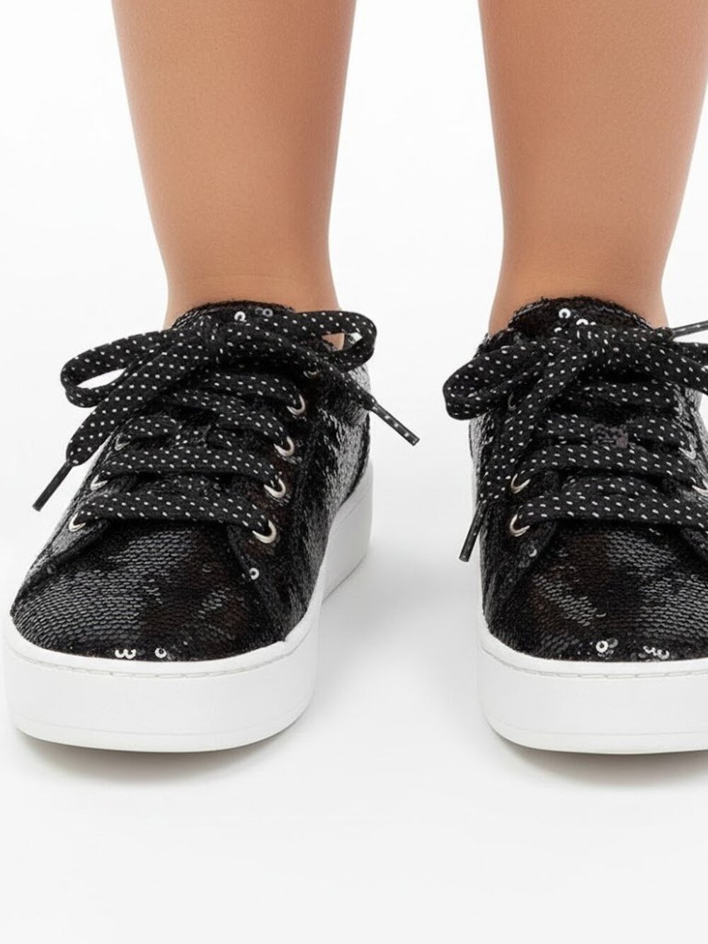 KidExpress Mikayla Girls Sequin Sneakers Black Metallic Shoes Sz 12.5 Little Kid